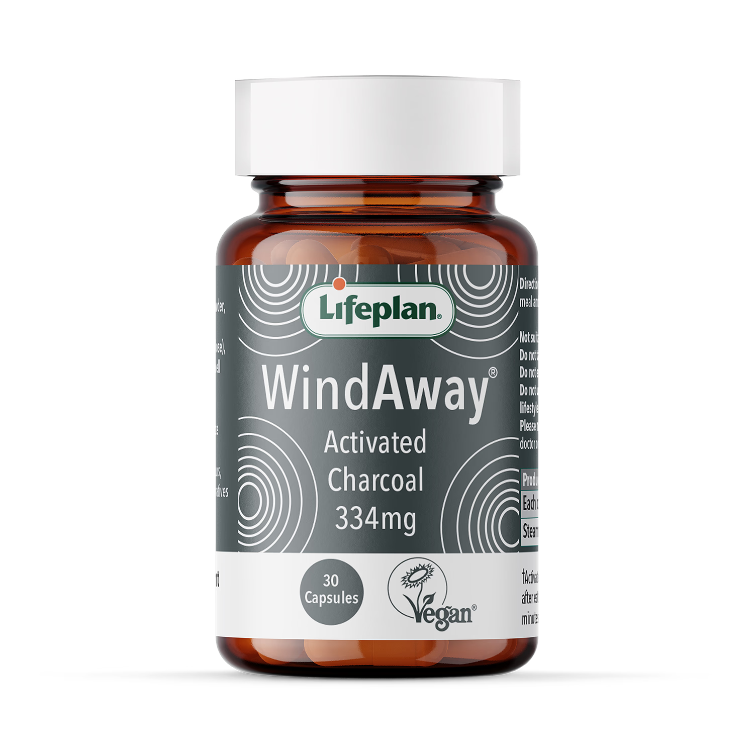Steam Activated Charcoal 334mg for Digestive Relief 30 Capsules