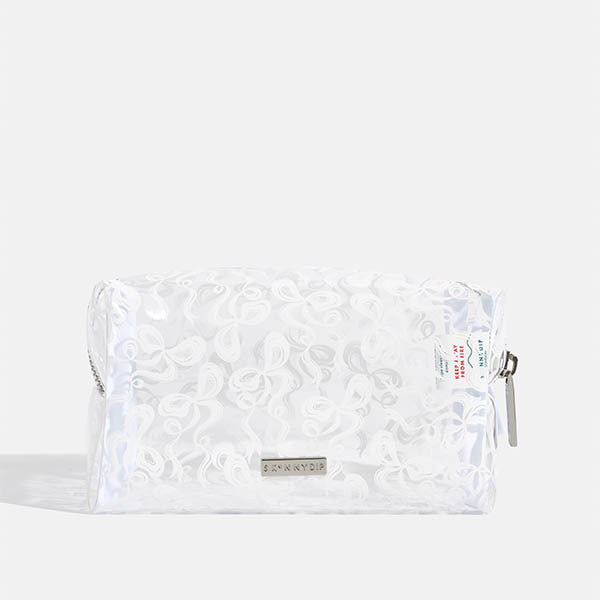 Skinnydip London White Bow Makeup Bag 100% TPU