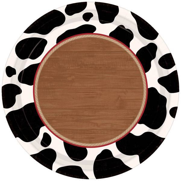 Amscan Western Banquet Paper Cow Print Plate (Pack of 8)