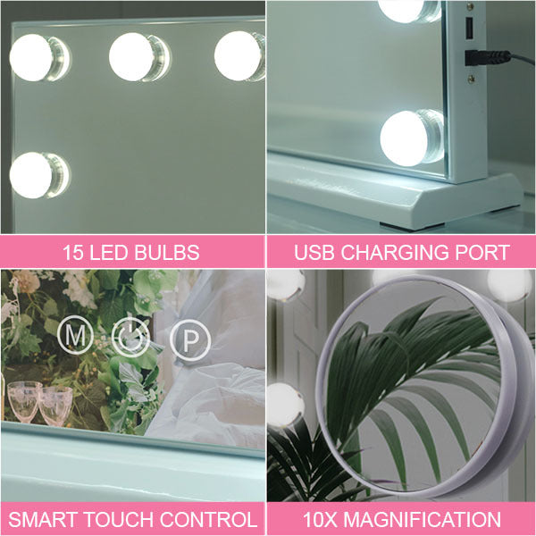 Hollywood Vanity Mirror 15 LED 58x46cm MT005846-1.1A