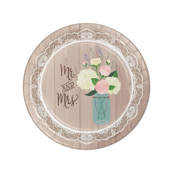 Creative Party Mr And Mrs Wedding Party Plates (Pack of 8)