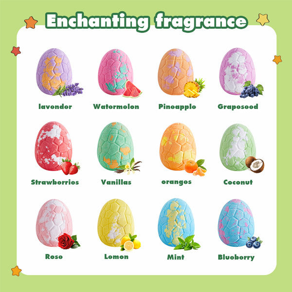 Livingandhome 12Pcs Dino Egg Bath Bomb Kit with Dinosaur Toy