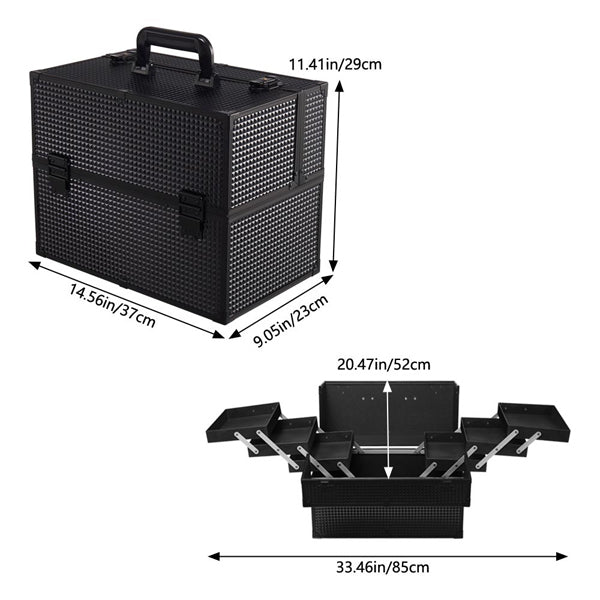 Livingandhome Professional Aluminum Cosmetic Box Black