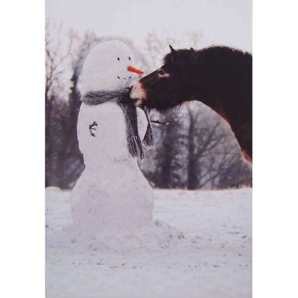 Kevin Milner Exmoor Pony And Snowman Christmas Card