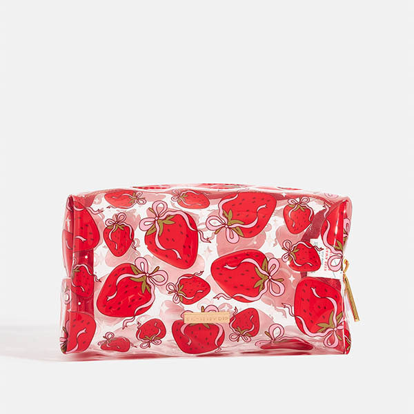 Skinnydip London Strawberry Bow Make Up Bag 100% TPU