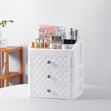 Livingandhome Plastic Makeup Organizer with 3 Drawers White