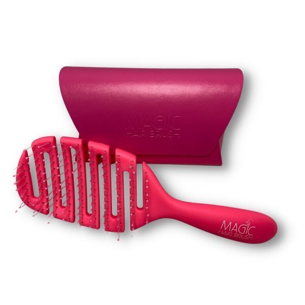 Magic Hair Brush Detangler Pink with Classic Wallet