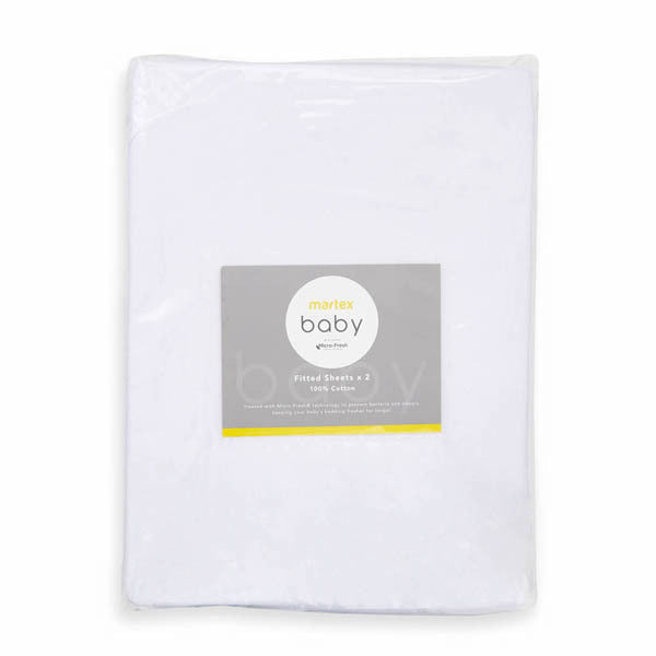 Martex Baby Twin Pack Fitted Sheet Moses White