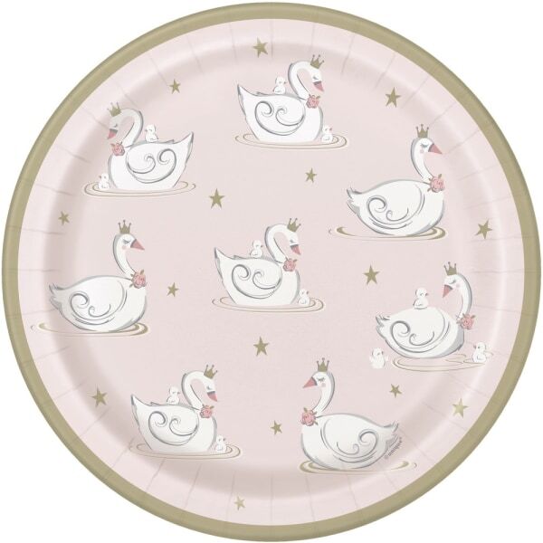 Unique Party Swan Princess Party Plates (Pack of 8)