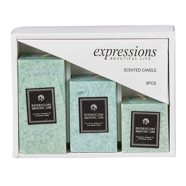 Livingandhome 3pcs Lime Basil Scented Candle Set