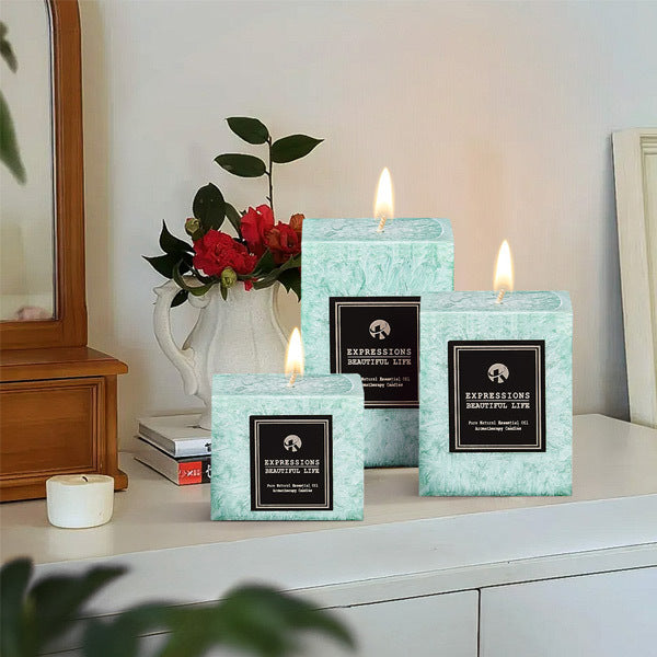 Livingandhome 3pcs Lime Basil Scented Candle Set