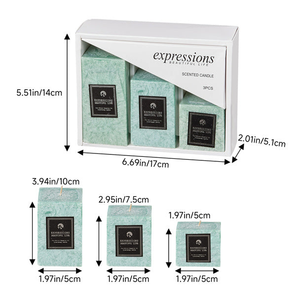 Livingandhome 3pcs Lime Basil Scented Candle Set