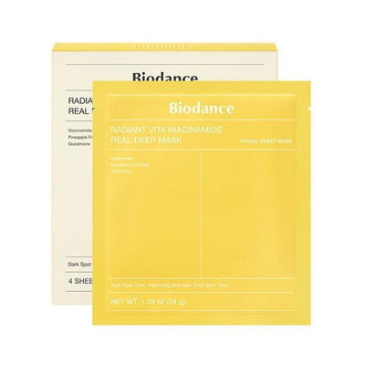 Superdrug BIODANCE Radiant Vita Niacinamide Real Deep Mask Sheet Box of 4 sheets- Buy online at McGrocer