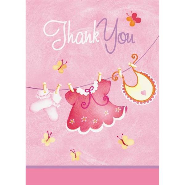 Unique Party Baby Shower Thank You Card (Pack of 8)