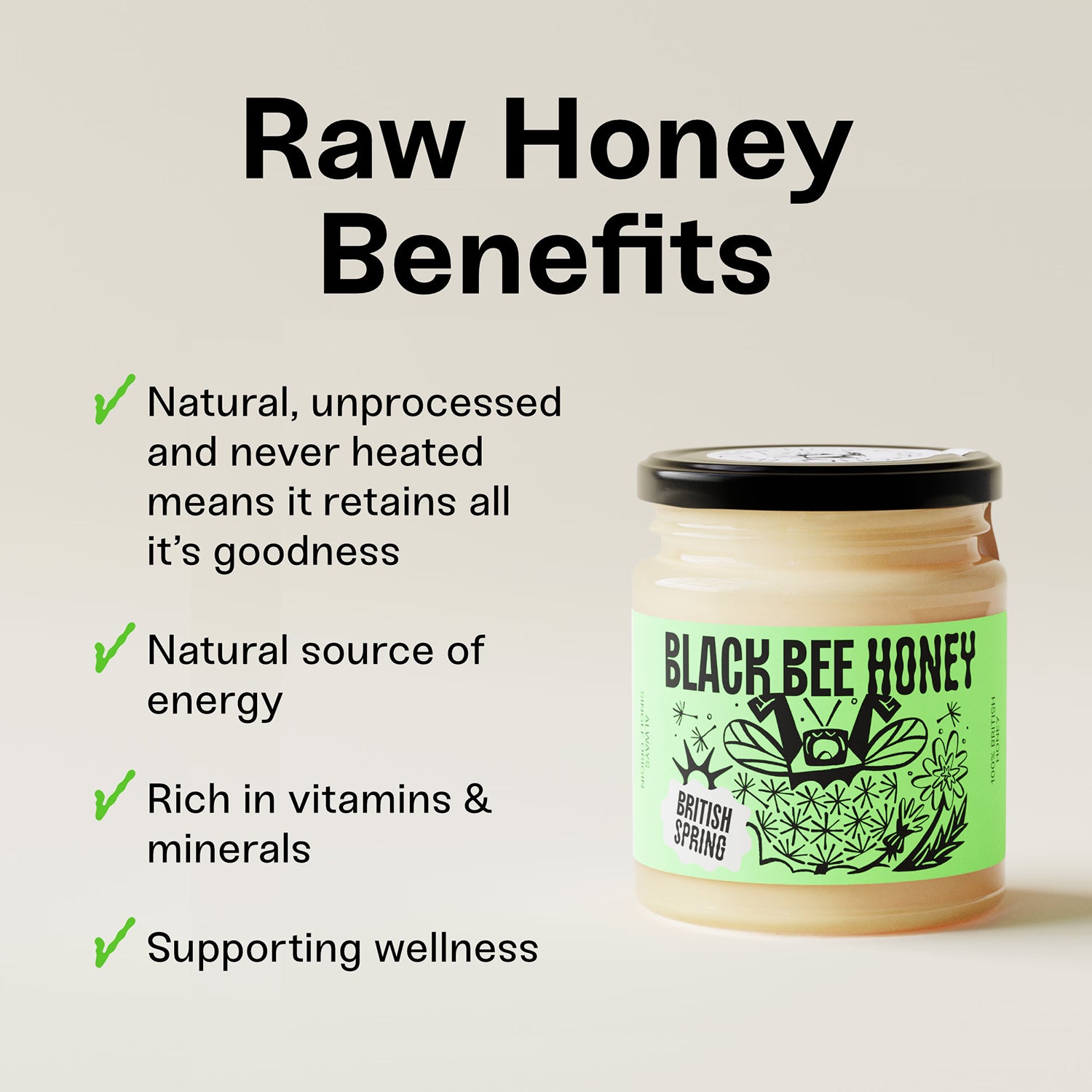 Black Bee British Spring Honey 227g