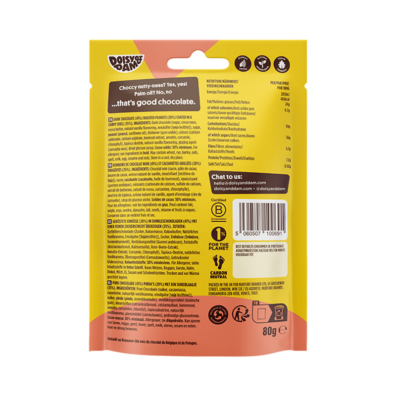 Doisy Dam DDs Vegan Dark Chocolate Peanuts 80g