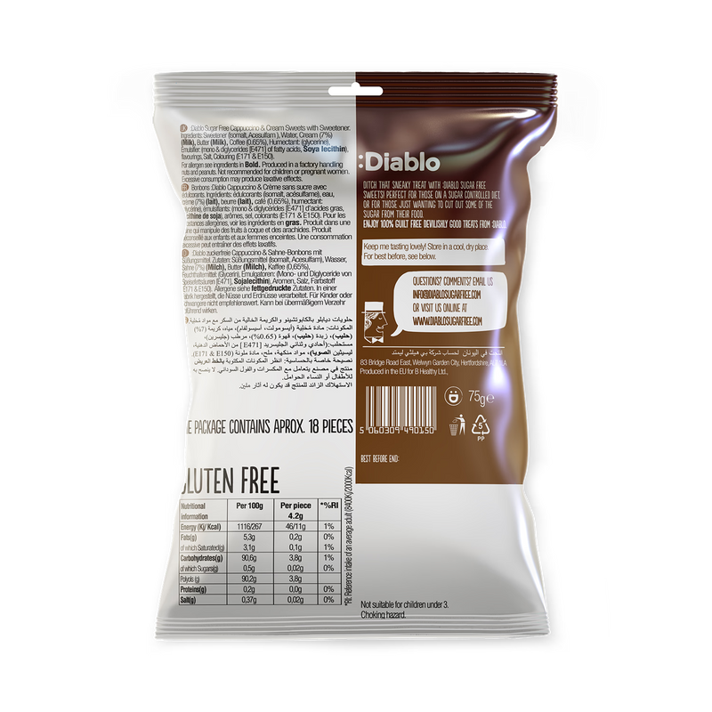 Diablo Sugar Free Cappuccino Cream Sweets 75g