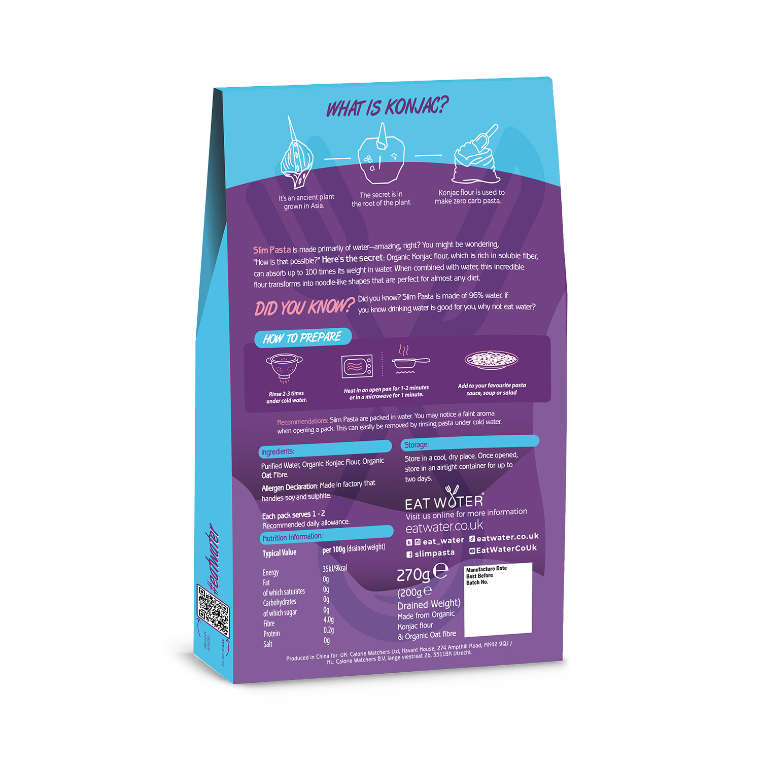 Eat Water Organic Slim Pasta Spaghetti 270g