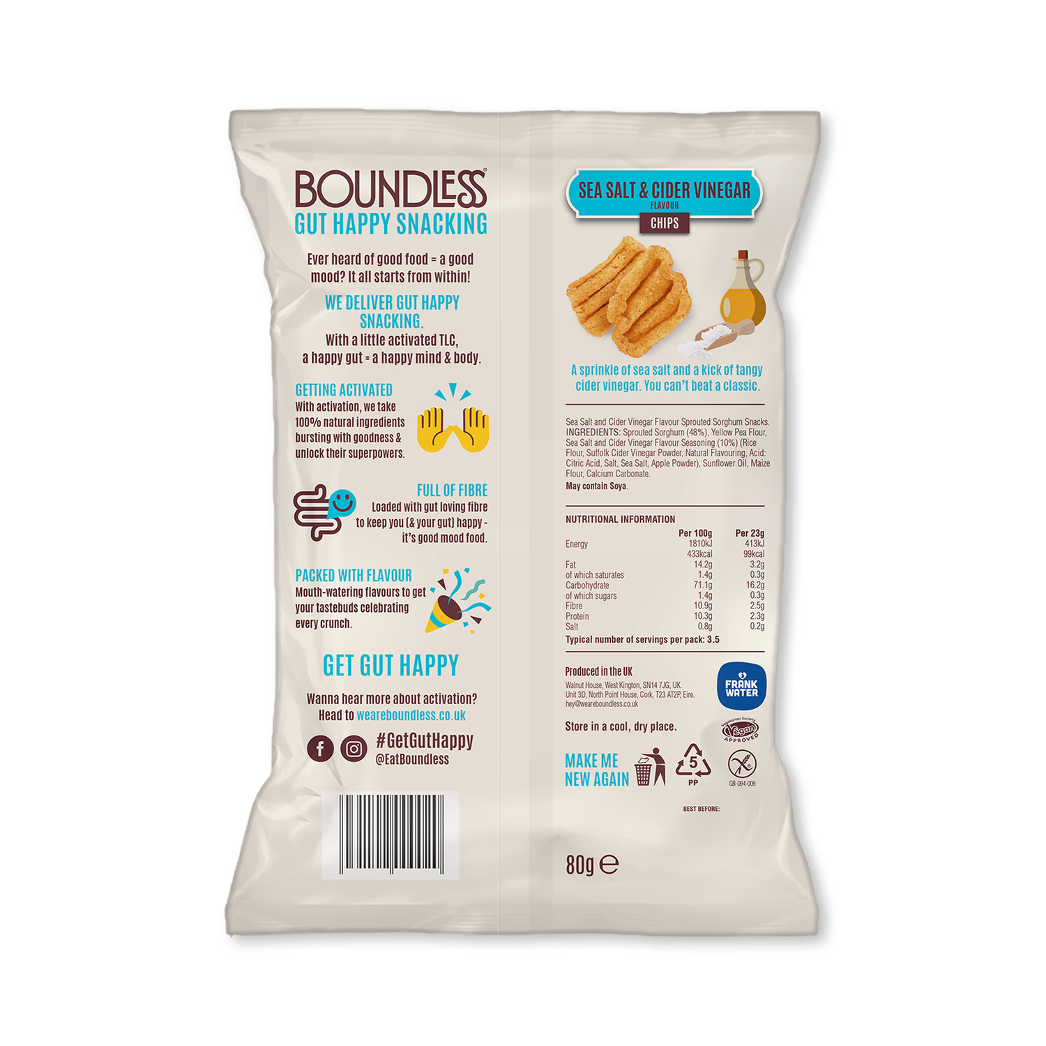 Boundless Sea Salt Cider Vinegar Activated Chips 80g