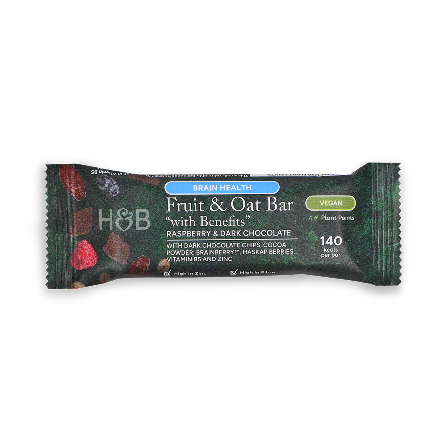 Brain Health Raspberry Dark Chocolate Fruit Oat Bar 40g