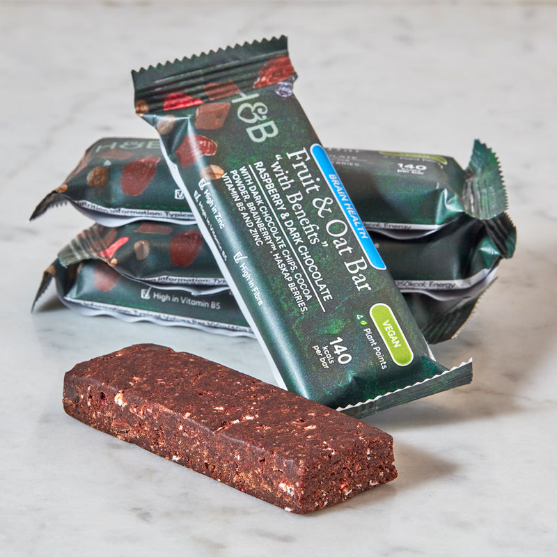Brain Health Raspberry Dark Chocolate Fruit Oat Bar 40g