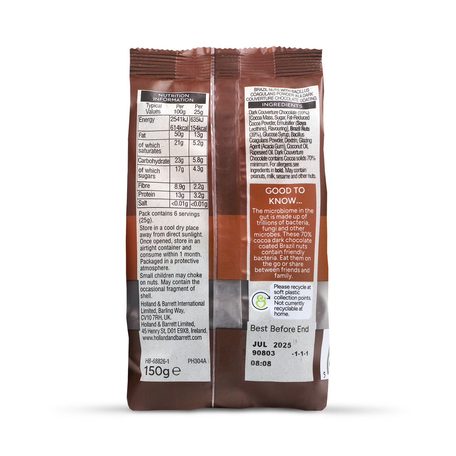 Holland Barrett Dark Chocolate Brazil Nuts 150g