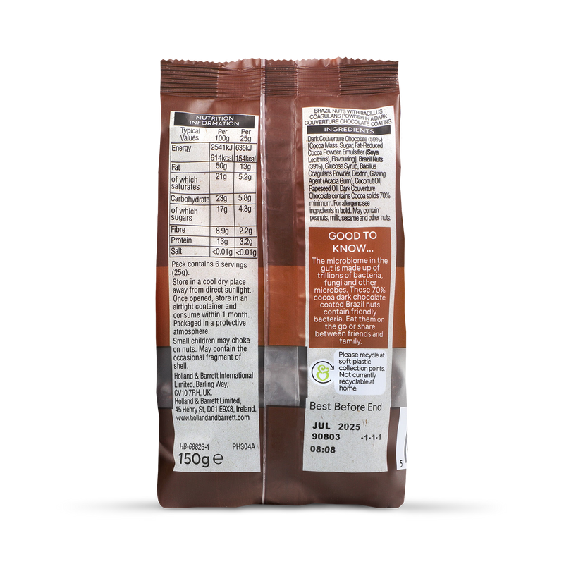 Holland Barrett Dark Chocolate Brazil Nuts 150g