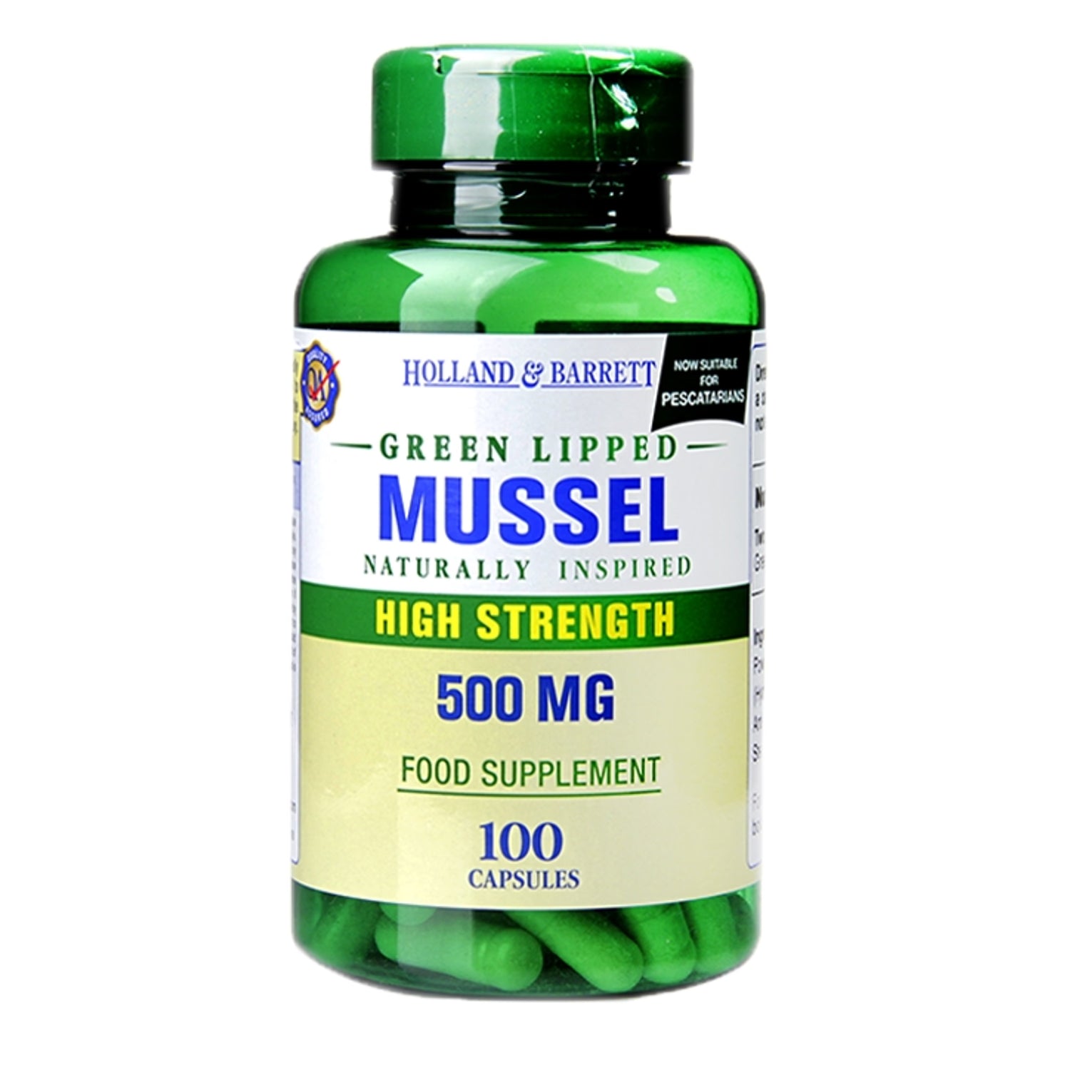 Holland Barrett Green Lipped Mussel 500mg 100 Capsules