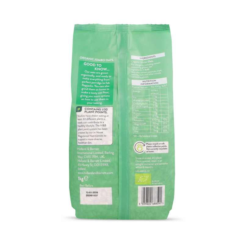 Holland Barrett Organic Jumbo Oats 1kg