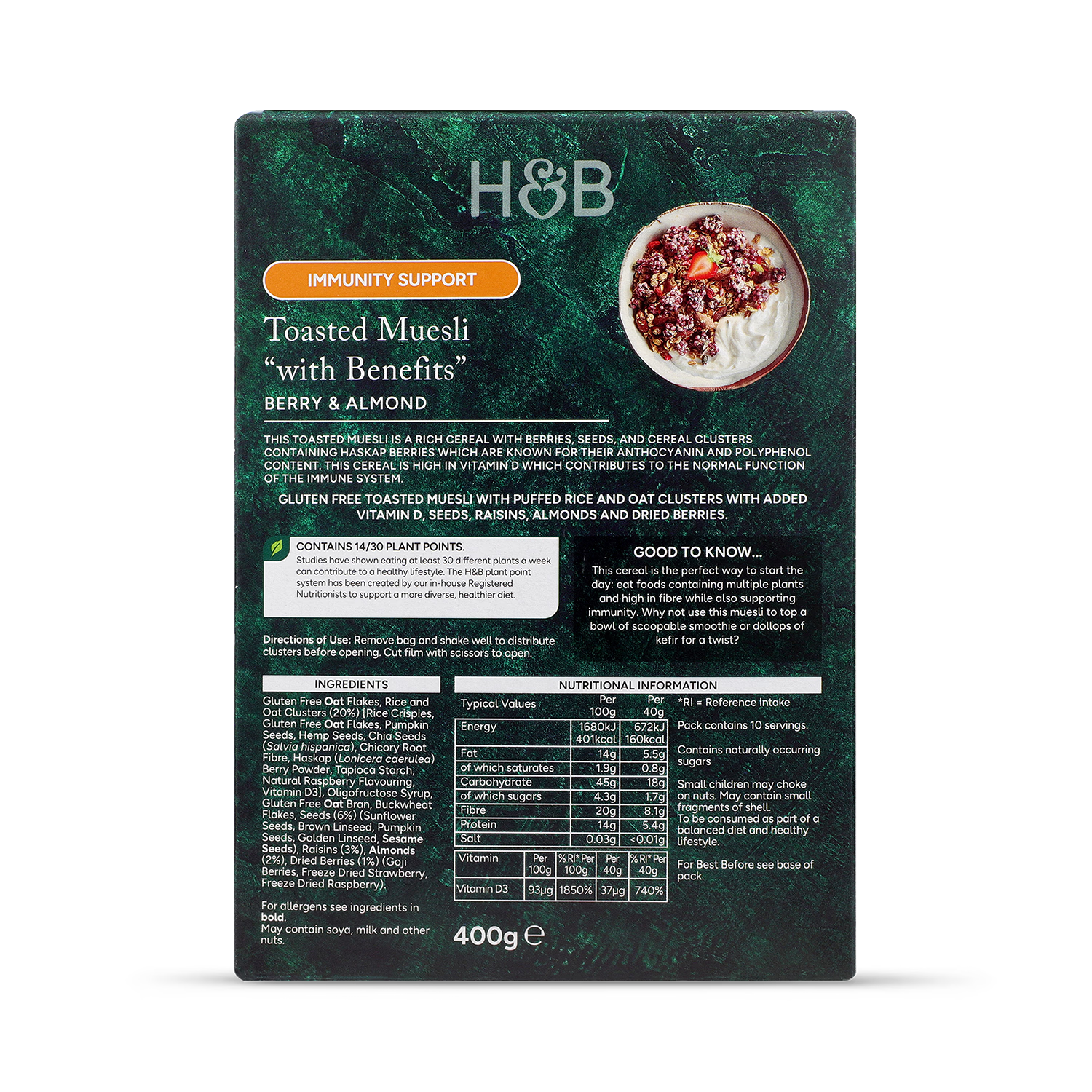 Toasted Muesli for Immunity Support High in Fibre 400g