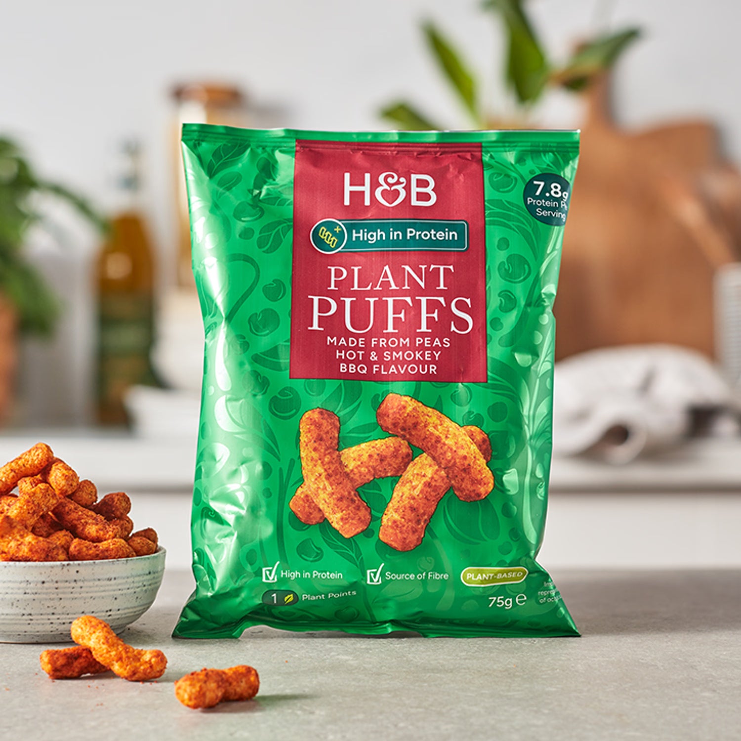 Holland Barrett High Protein BBQ Plant Puff Crisps 75g