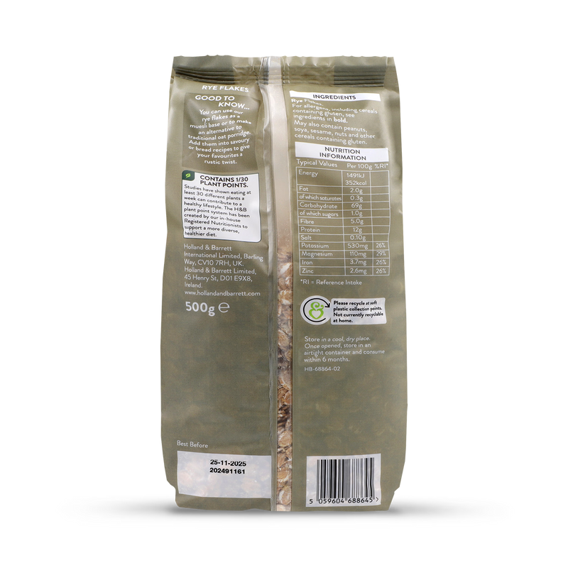 Holland Barrett Rye Flakes 500g