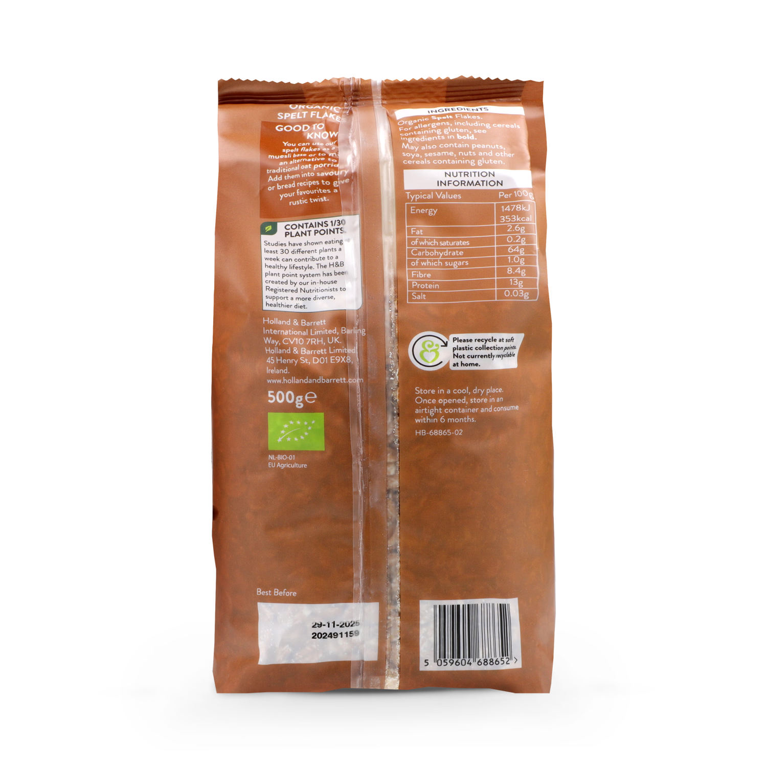 Holland Barrett Spelt Flakes 500g