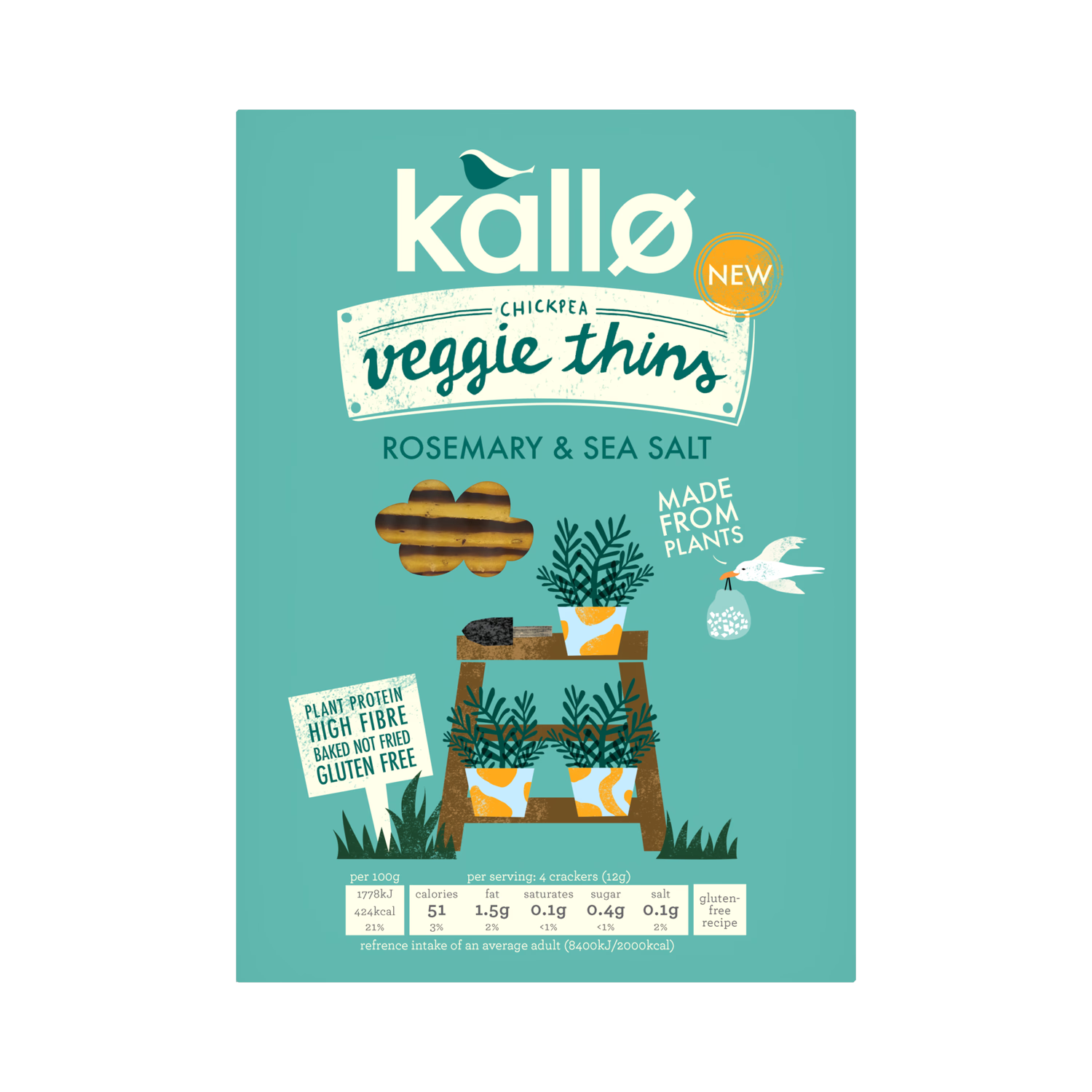 Kallo Rosemary Sea Salt Veggie Thins 100g