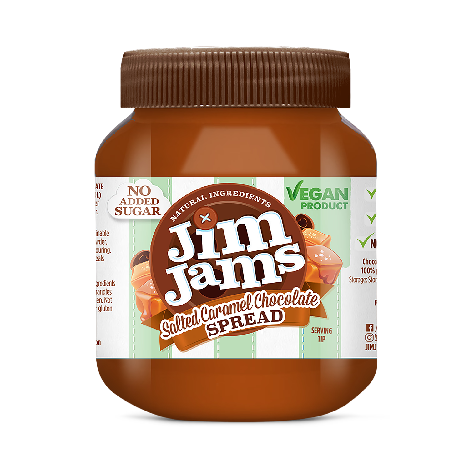 JimJams Vegan No Added Sugar Salted Caramel Chocolate Spread 330g