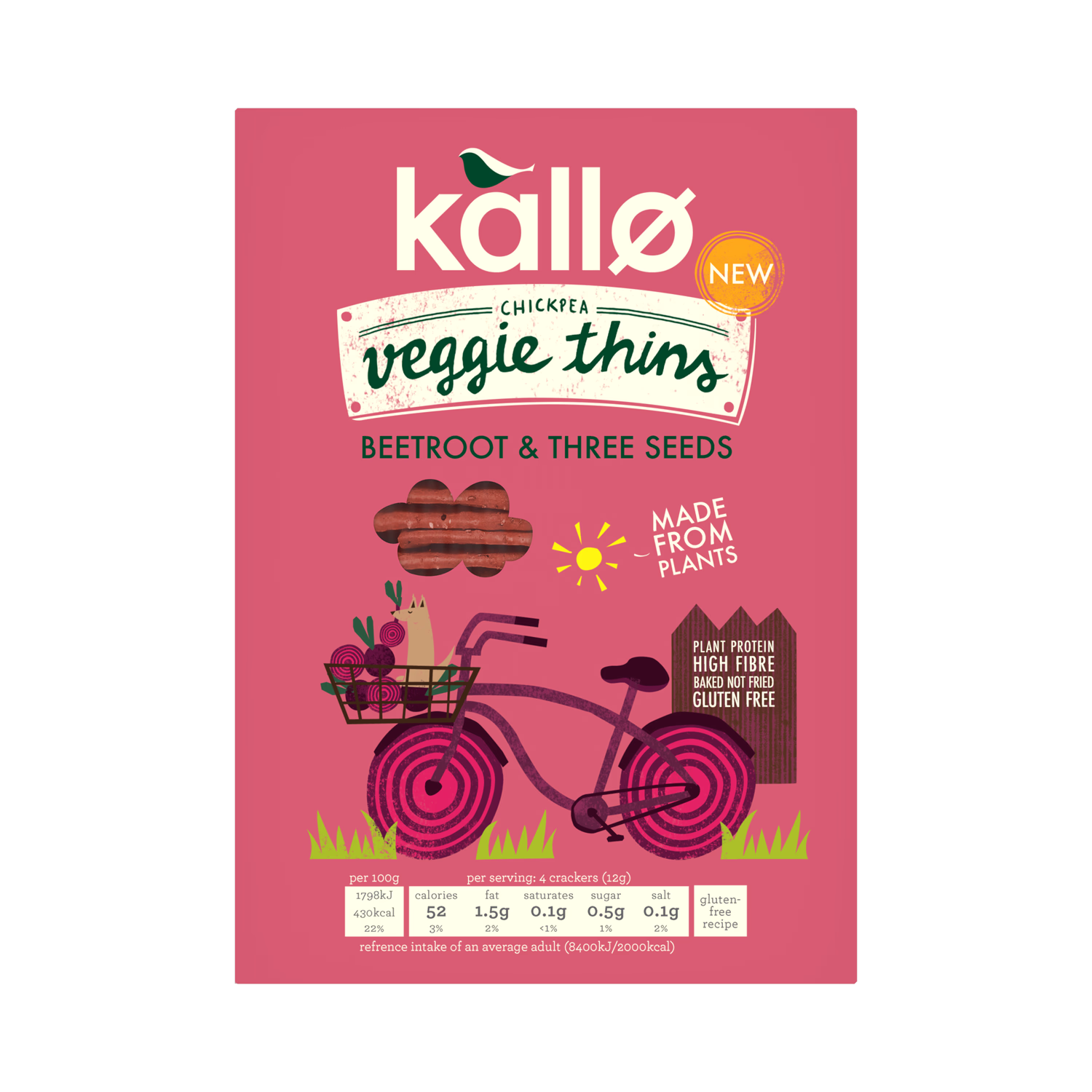 Kallo Beetroot Three Seeds Veggie Thins 100g