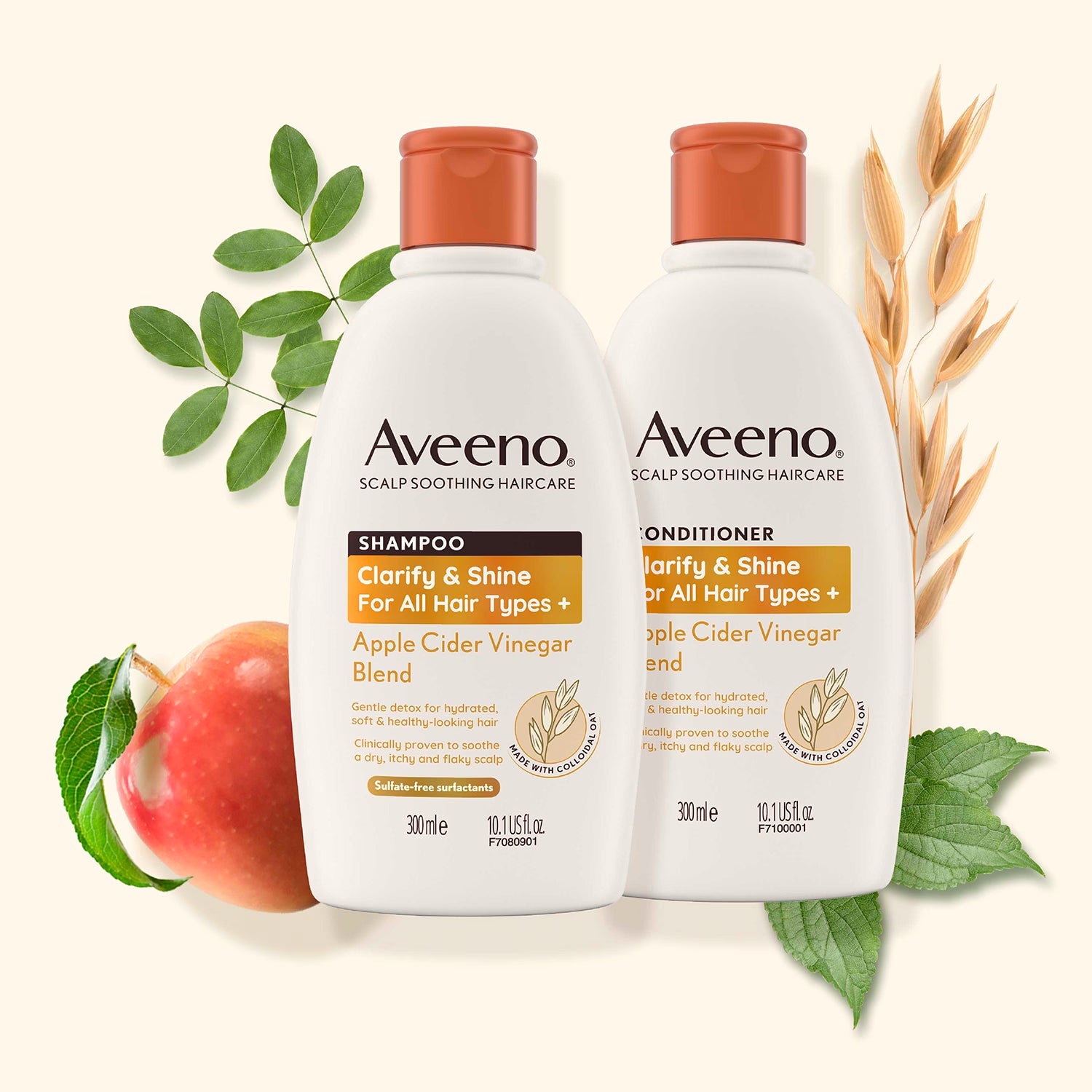 Aveeno Haircare Clarify And Shine Apple Cider Vinegar Shampoo 300ml