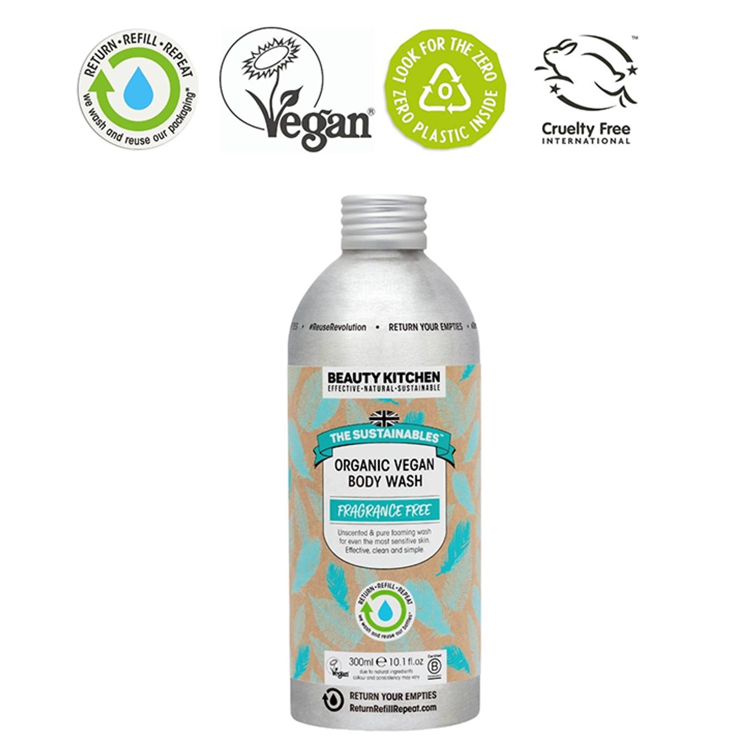 Beauty Kitchen Fragrance Free Organic Body Wash 300ml