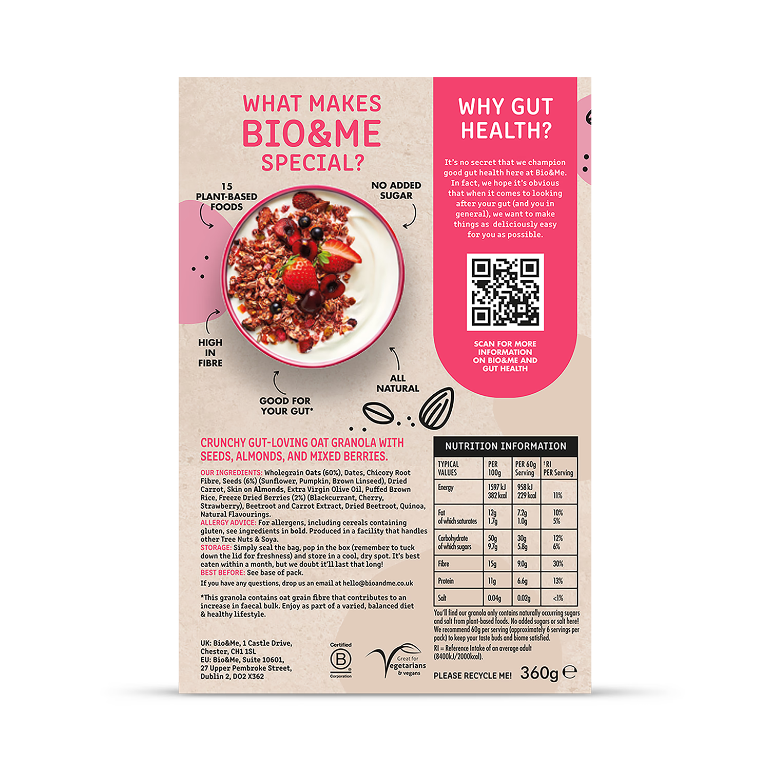 Bio Me Super Berry Gut-Loving Granola 360g