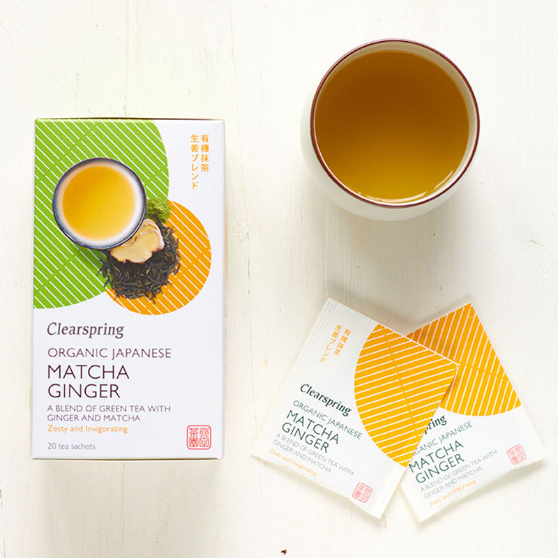 Clearspring Organic Japanese Matcha Ginger Green Tea 20 Tea Bags
