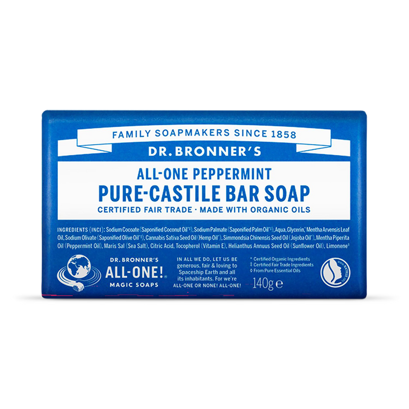 Dr Bronner All-One Peppermint Pure-Castile Bar Soap 140g
