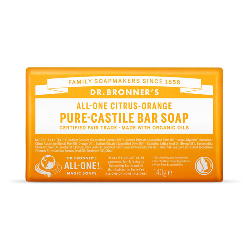 Dr Bronner All-One Citrus-Orange Pure-Castile Bar Soap 140g