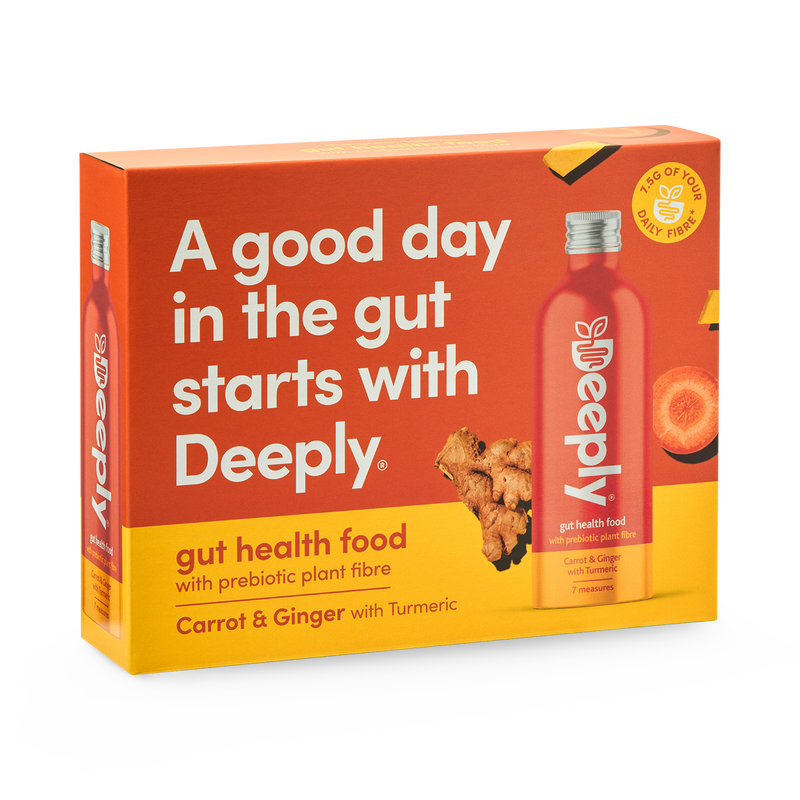 Deeply Gut Health Food With Prebiotic Plant Fibre Carrot Ginger With Turmeric Multipack 4 x 455ml