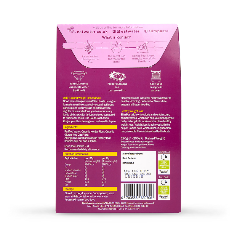 Eat Water Organic Slim Pasta Lasagne 270g