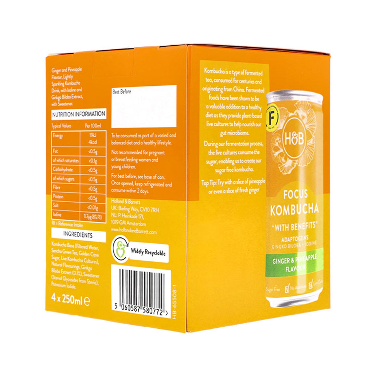 Holland Barrett Focus Kombucha 4x 250ml