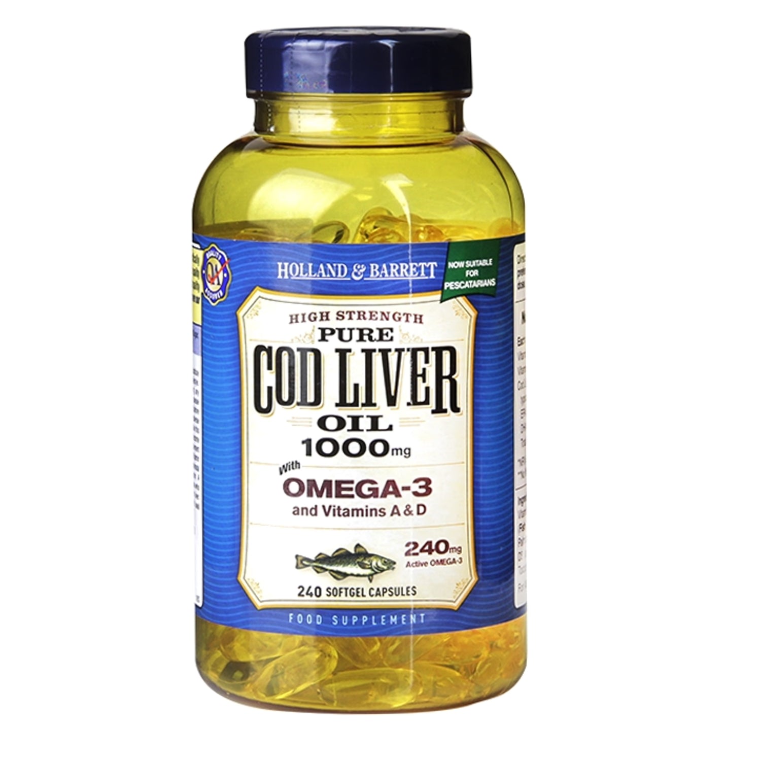 Holland Barrett Cod Liver Oil 1000mg 240 Softgel Capsules