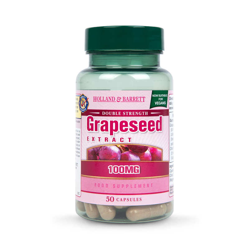 Holland Barrett Double Strength Grapeseed Extract 100mg 50 Capsules