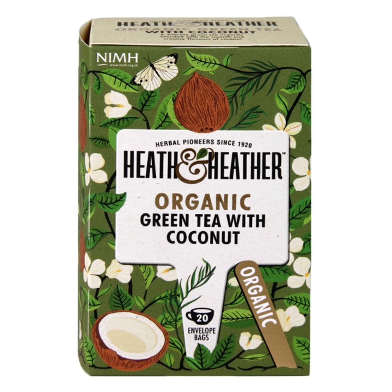 Heath Heather Organic Green Tea with Coconut 20 Tea Bags