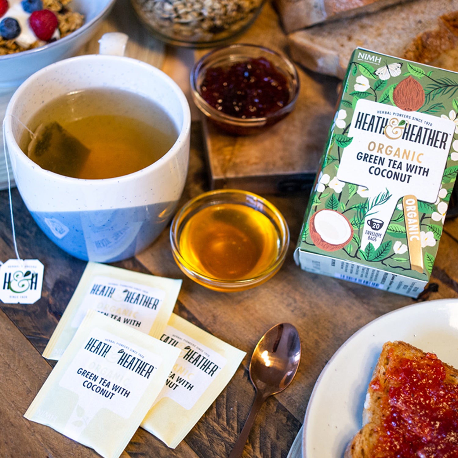 Heath Heather Organic Green Tea with Coconut 20 Tea Bags