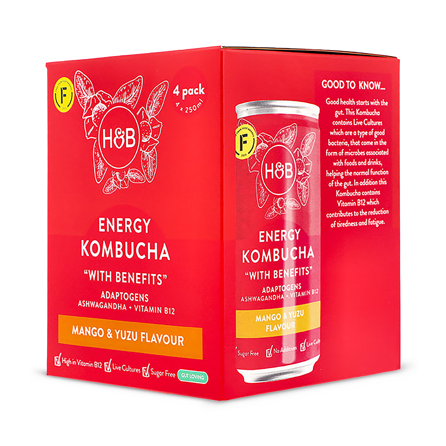 Holland Barrett Energy Kombucha 4x 250ml